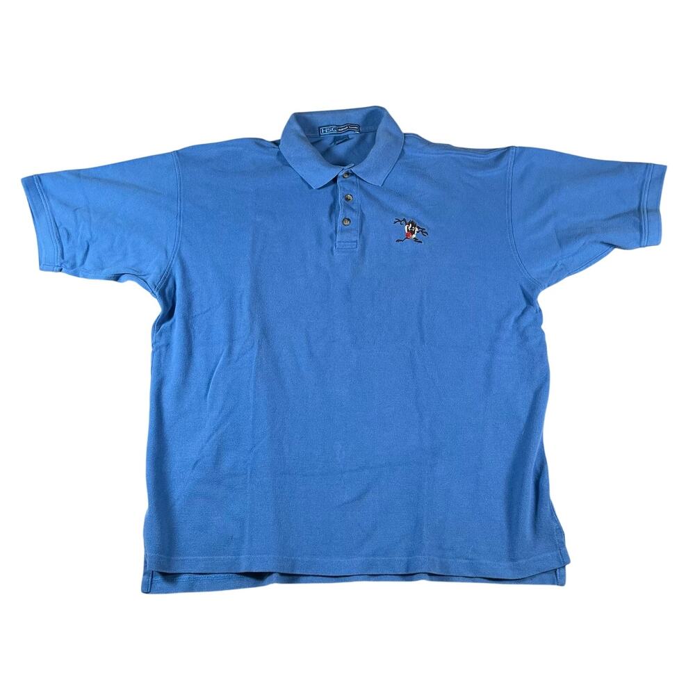 Vintage Warner Bros Tasmanian Devil Taz Golf Polo XXL Blue Looney Tunes